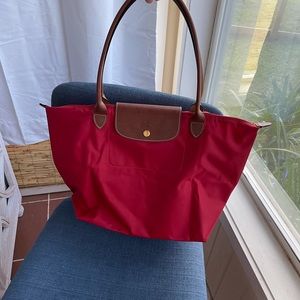 Red Longchamp le pliage tote